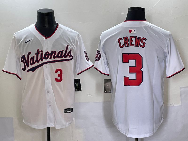 Men 2025 Washington Nationals 3 Crews White Game Nike MLB Jersey style 2